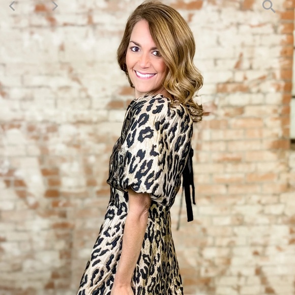 THML Leopard Print Mini Dress in Black and Gold - Picture 2 of 6